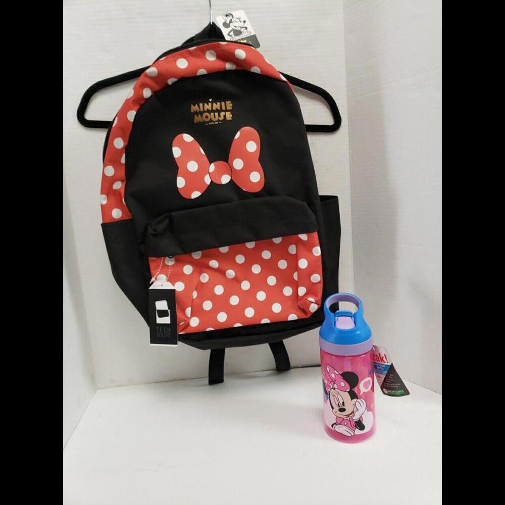 Bioworld‎ Disney Minnie Mouse Backpack Tech Sleeve Zak! Drink Bottle NWT